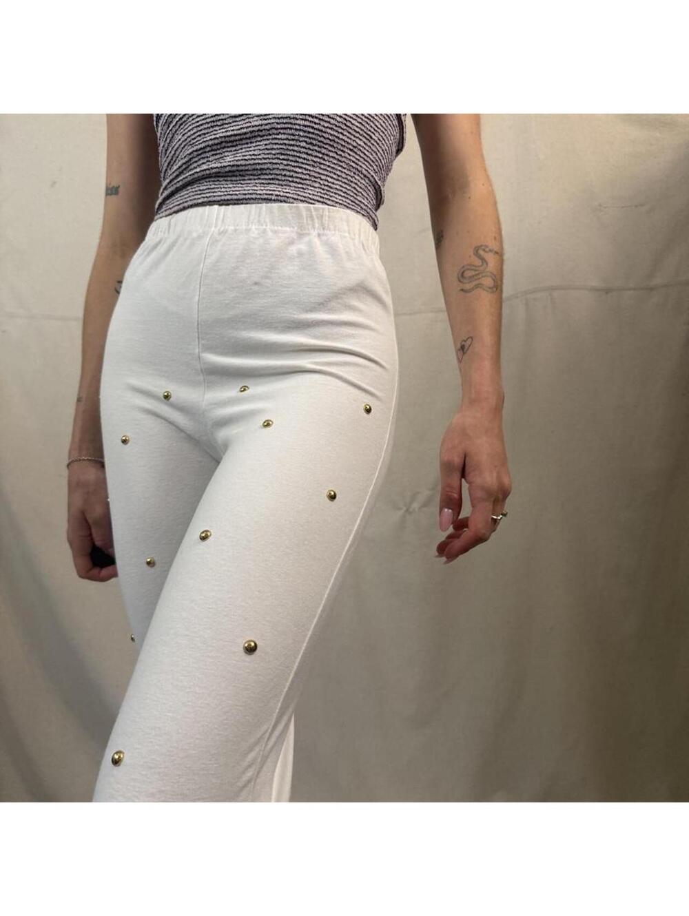 Vintage Gepetto White Studded Stirrup Leggings – Size S/M - Picture 2 of 8